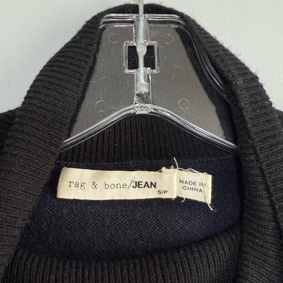 Rag & Bone Navy Black Striped Cashmere Wool Blend Mock Neck Turtleneck Sweater S - Picture 7 of 15